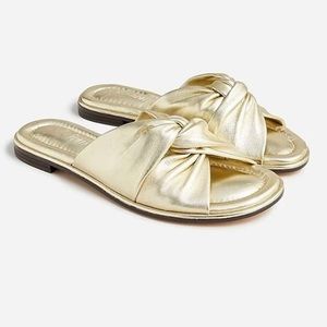 J. Crew Sandals | Menorca padded twist-knot sandals in metallic leather